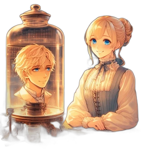bottle, dress, face, crown transparent PNG cut-out