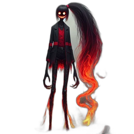 creature, hair, mask, staff transparent PNG cut-out