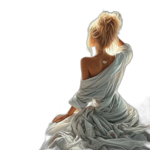 dress, jewelry, hair, photorealistic transparent PNG cut-out