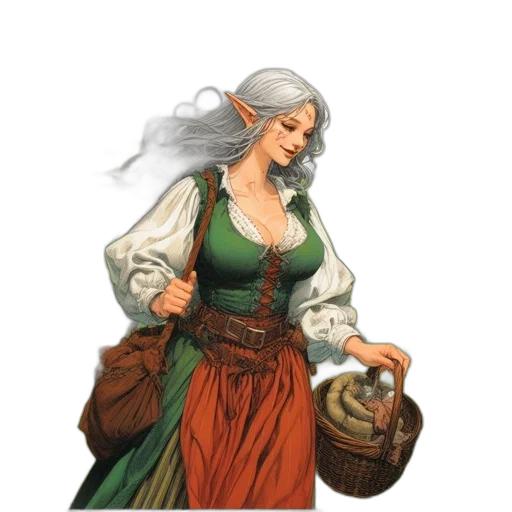 dress, staff, dragon, fantasy art transparent PNG cut-out