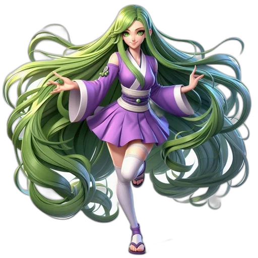 dress, hair, staff, concept art transparent PNG cut-out