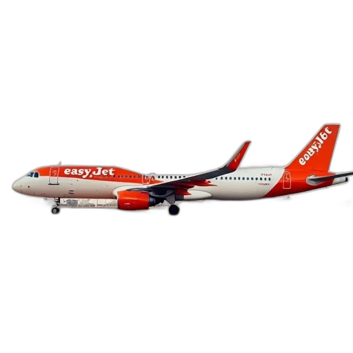 3d render, easyjet, plane, sitting transparent PNG cut-out