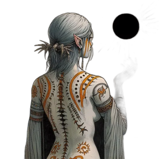 dress, jewelry, mask, staff transparent PNG cut-out