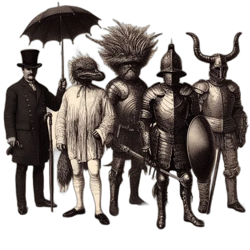 mask, umbrella, staff, hat transparent PNG cut-out