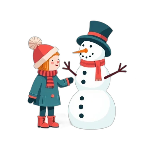 cartoon, pixel art, snow, girl transparent PNG cut-out