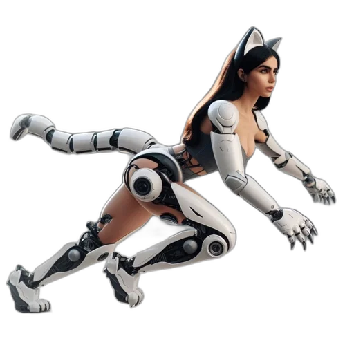 robot, concept art, 3d render, cyberpunk transparent PNG cut-out