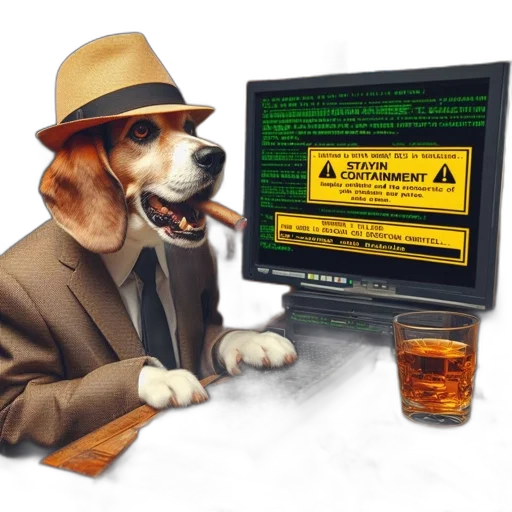 cyberpunk, anthropomorphic, dog, wearing transparent PNG cut-out