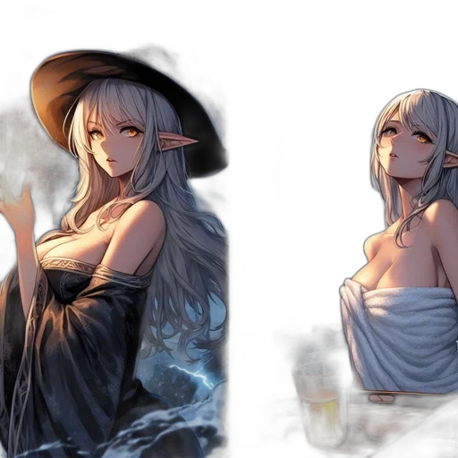 dress, hat, crown, fantasy art transparent PNG cut-out