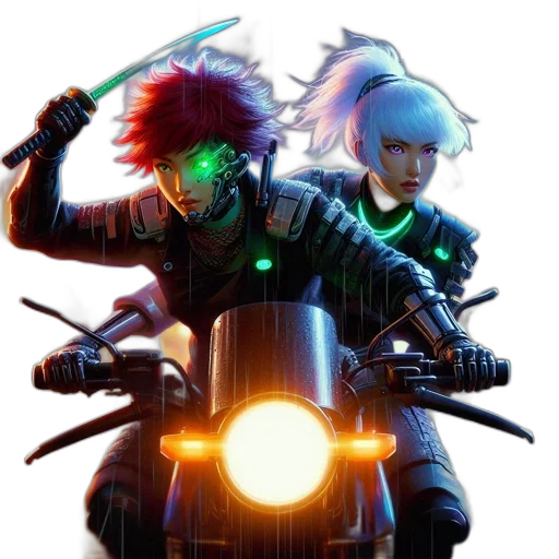 cyberpunk, concept art, comic book art, pixel art transparent PNG cut-out