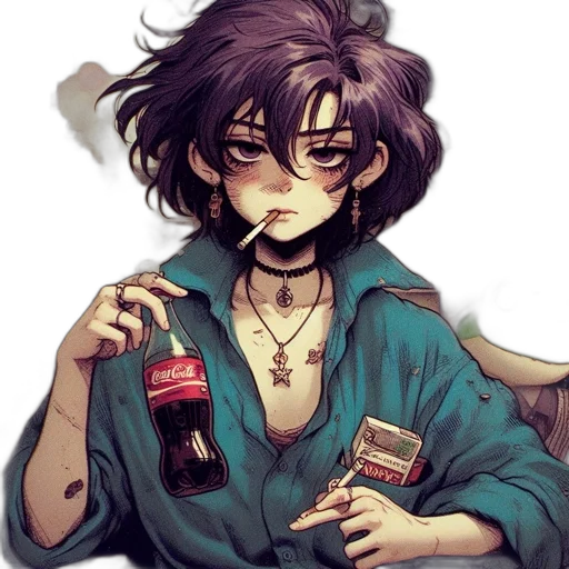 bottle, jacket, anime, cyberpunk transparent PNG cut-out