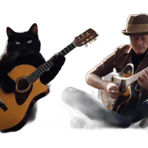 photorealistic, man, cat, share transparent PNG cut-out