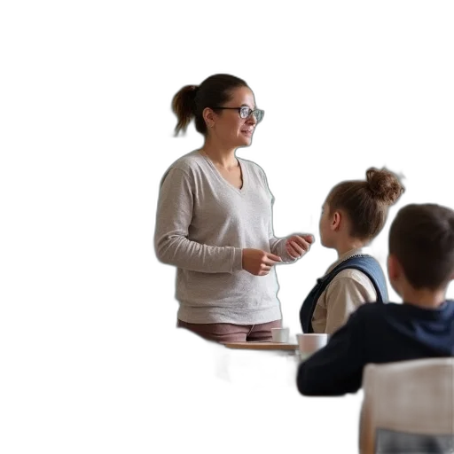 3d render, student, teacher, classroom transparent PNG cut-out