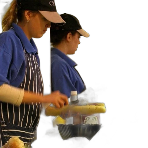 staff, food, two, women transparent PNG cut-out