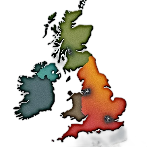united, kingdom, map, showing transparent PNG cut-out