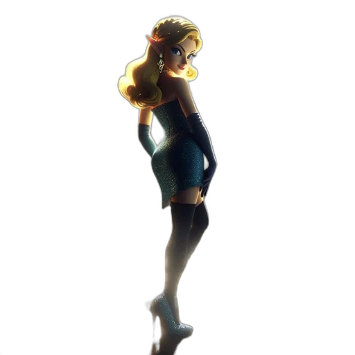 dress, staff, crown, hair transparent PNG cut-out