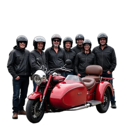 jacket, group, bikers, posing transparent PNG cut-out