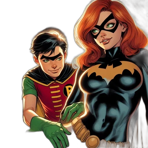 comic book art, two, animated, characters transparent PNG cut-out
