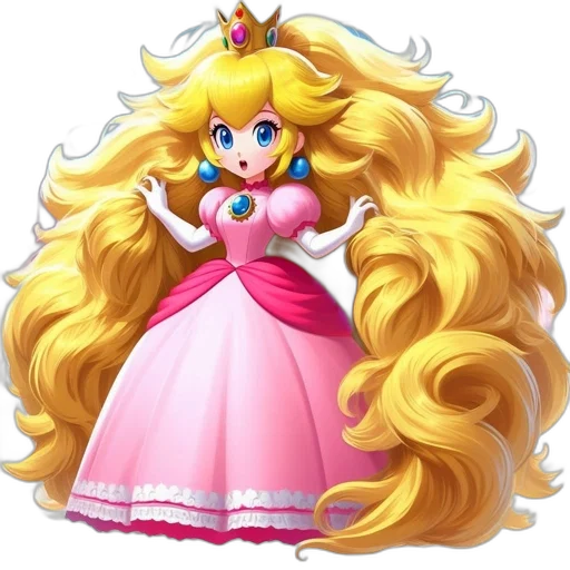 dress, crown, hair, staff transparent PNG cut-out