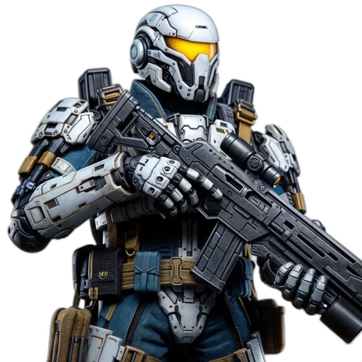 robot, weapon, concept art, 3d render transparent PNG cut-out
