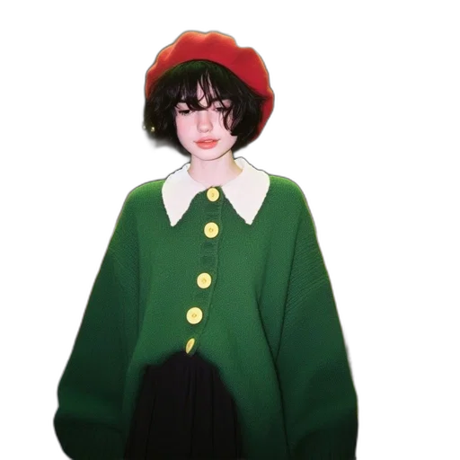 jacket, dress, hat, staff transparent PNG cut-out