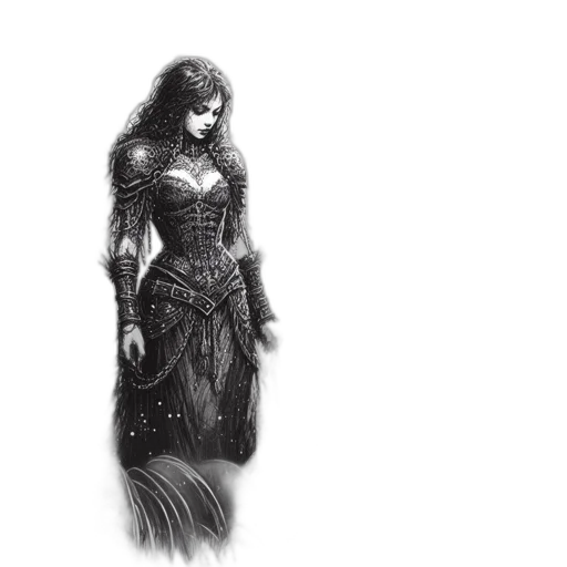 dress, creature, sword, fantasy art transparent PNG cut-out