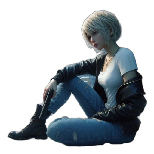 jacket, robot, weapon, face transparent PNG cut-out
