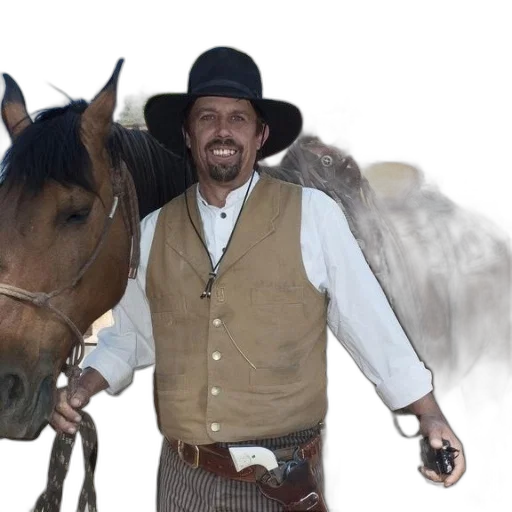 animal, photorealistic, cowboy, stands transparent PNG cut-out