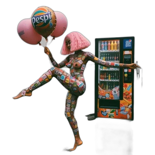 food, concept art, 3d render, vaporwave transparent PNG cut-out