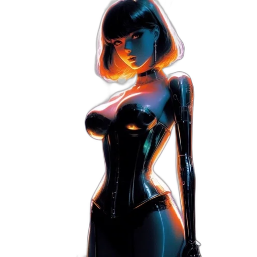 robot, dress, comic book art, concept art transparent PNG cut-out