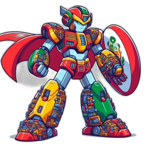 robot, weapon, concept art, pixel art transparent PNG cut-out