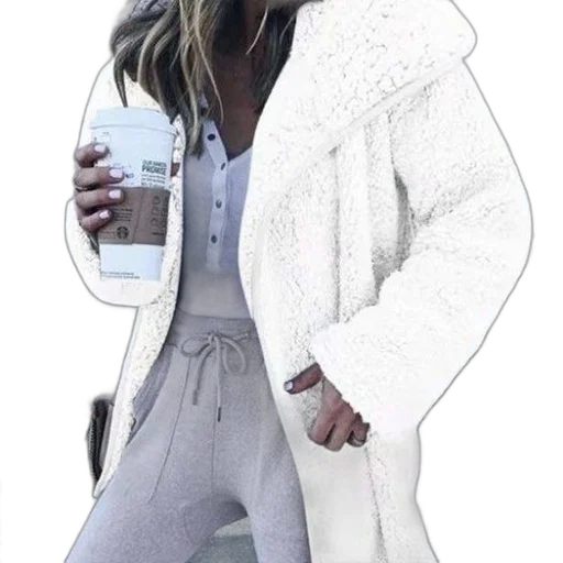 jacket, monochrome, woman, white transparent PNG cut-out