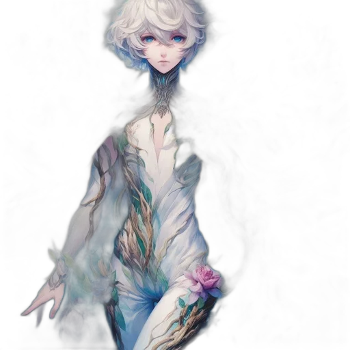 dress, creature, staff, face transparent PNG cut-out