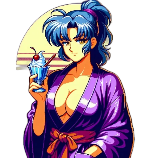 staff, dress, vaporwave, pixel art transparent PNG cut-out