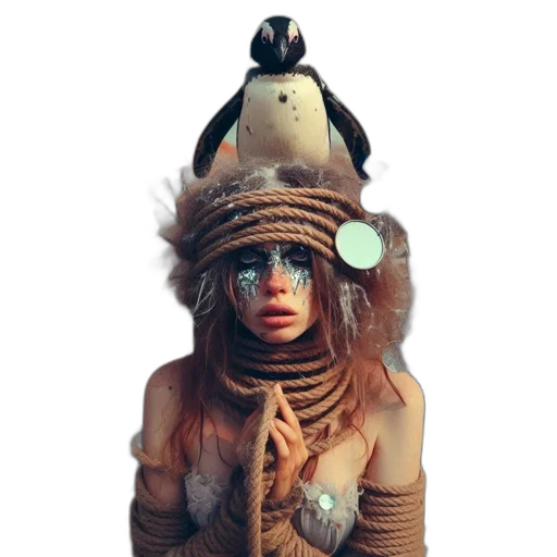 hat, mask, staff, creature transparent PNG cut-out