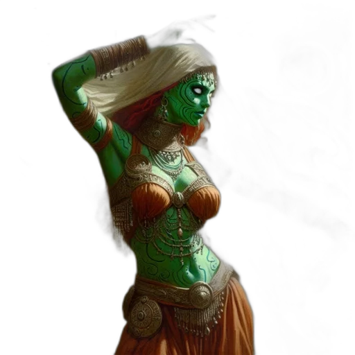 dress, mask, jewelry, staff transparent PNG cut-out