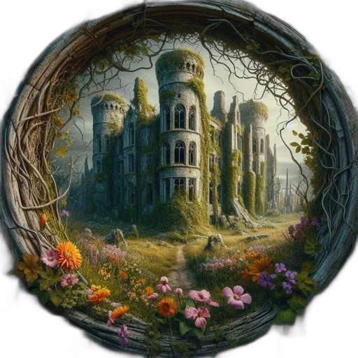crown, dress, building, fantasy art transparent PNG cut-out