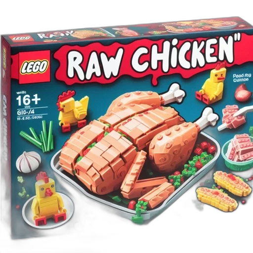food, 3d render, lego, set transparent PNG cut-out