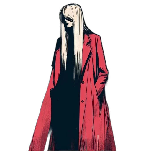 jacket, dress, hair, mask transparent PNG cut-out