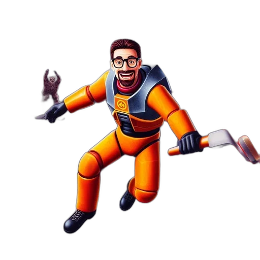 robot, staff, concept art, 3d render transparent PNG cut-out