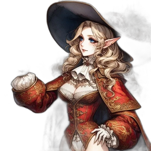 staff, hat, dress, fantasy art transparent PNG cut-out
