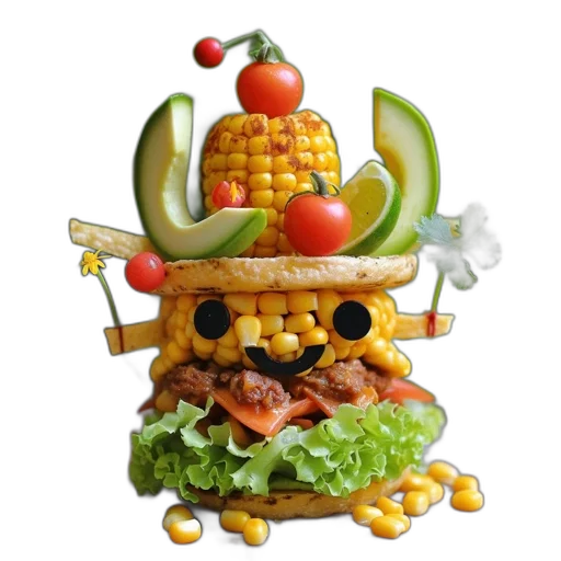 food, crown, photorealistic, 3d render transparent PNG cut-out
