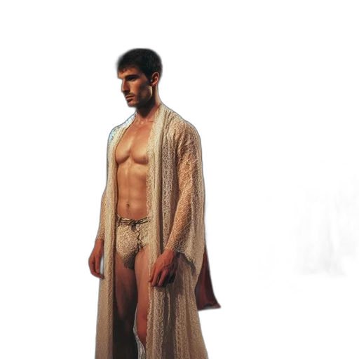 jacket, staff, sword, creature transparent PNG cut-out