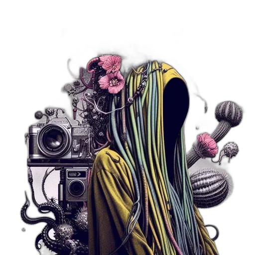 robot, mask, hair, creature transparent PNG cut-out