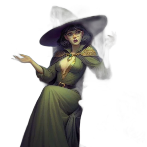 dress, staff, hat, concept art transparent PNG cut-out