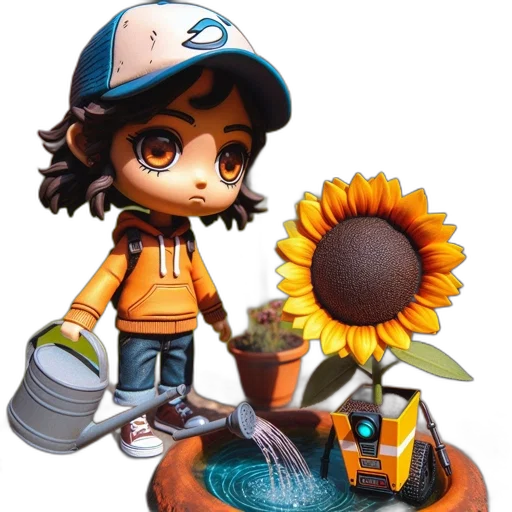 flower, staff, 3d render, concept art transparent PNG cut-out