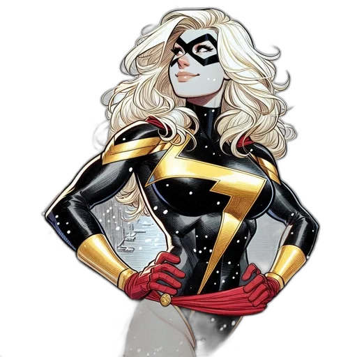 comic book art, concept art, cartoon, superheroine transparent PNG cut-out