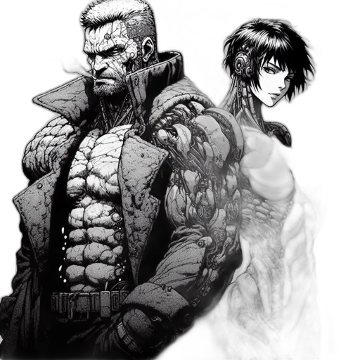 concept art, comic book art, cyberpunk, fantasy art transparent PNG cut-out