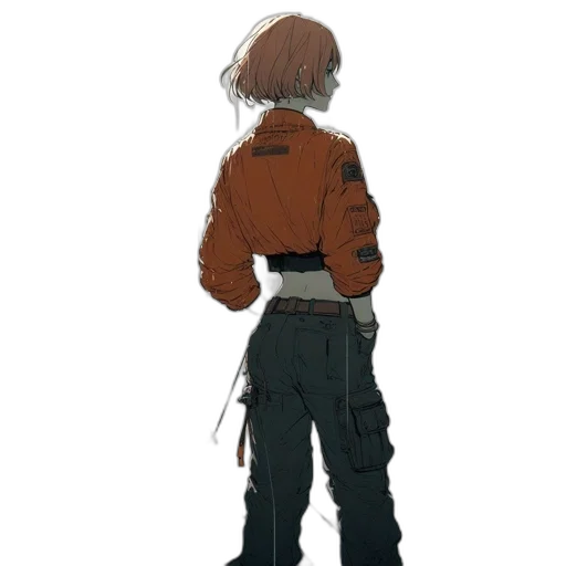 jacket, staff, weapon, robot transparent PNG cut-out