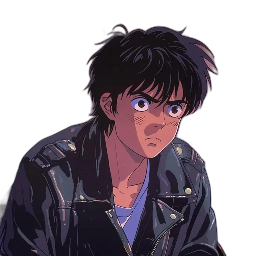 jacket, face, anime, vaporwave transparent PNG cut-out