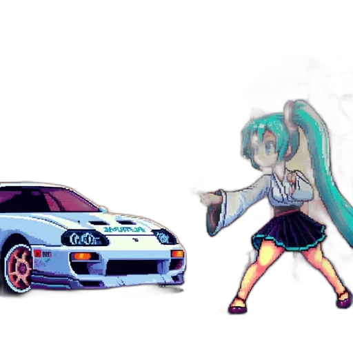 car, weapon, anime, vaporwave transparent PNG cut-out